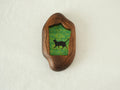 Front view of the Irregular Organic handmade solid wood art frame, featuring a charming illustration of a black cat walking through a field of yellow flowers.
