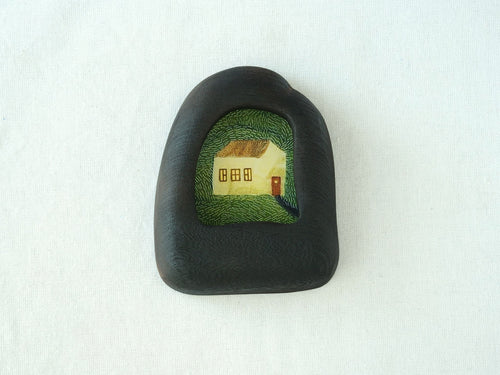 wooden wall art frame cherry wood small house illustration minimalist home decor