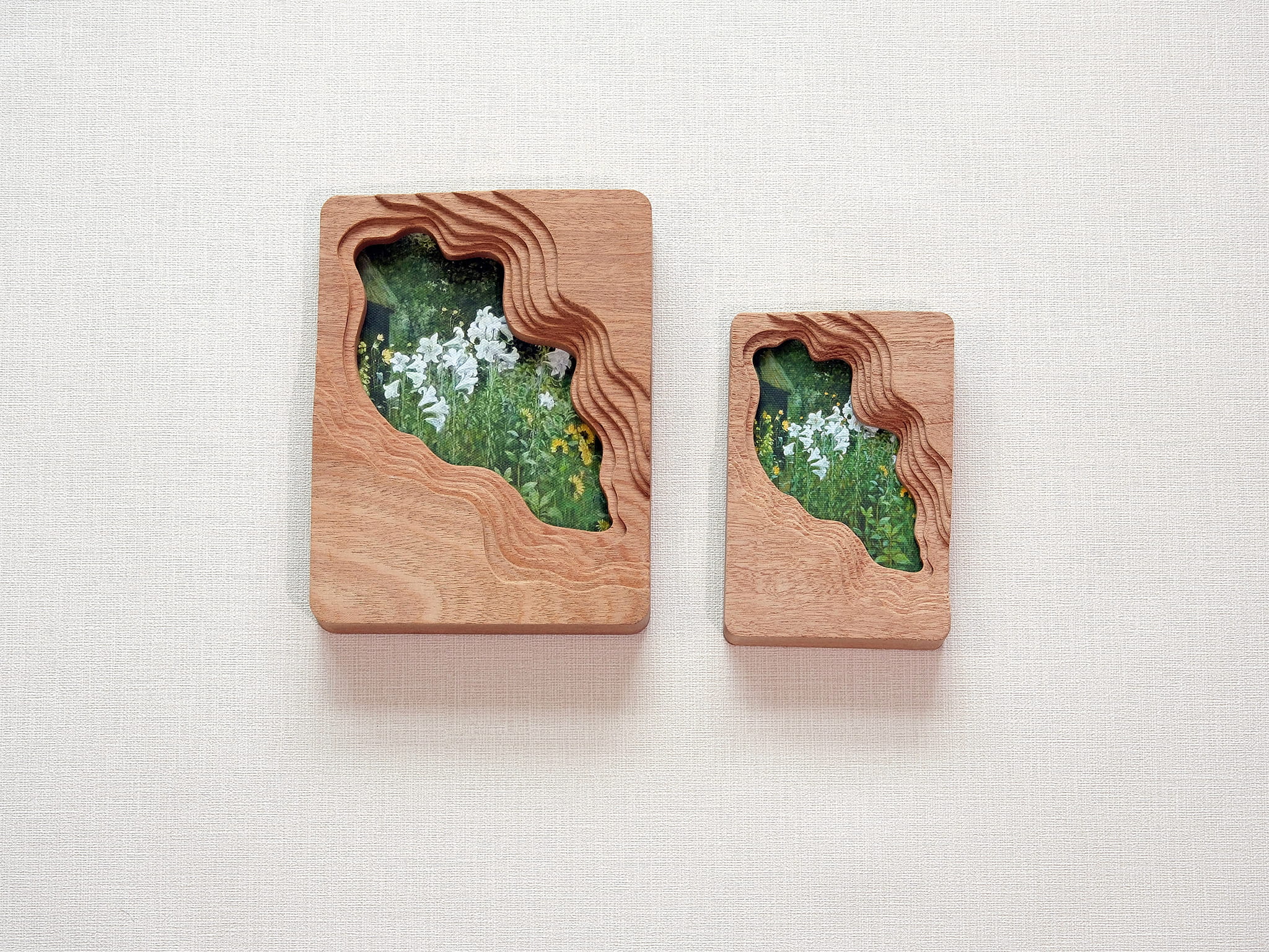 Large and Small Solid Wood Wall Hanging Picture Frame Set - Flowing Stream