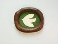 Large walnut wood wall art picture frame with dove artwork, front view.
