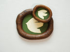 Large and Small Solid Walnut Wood Wall Hanging Picture Frame Set with Dove Artwork
