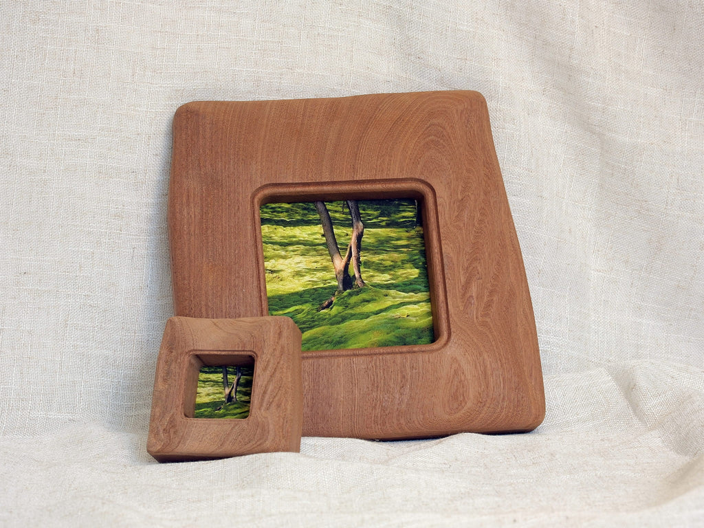 Large and Small Solid Wood Wall Hanging Picture Frame Set with Forest Artwork