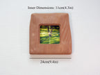 Large handmade solid wood picture frame size guide with 24 cm outer width and 11 cm inner artwork size.