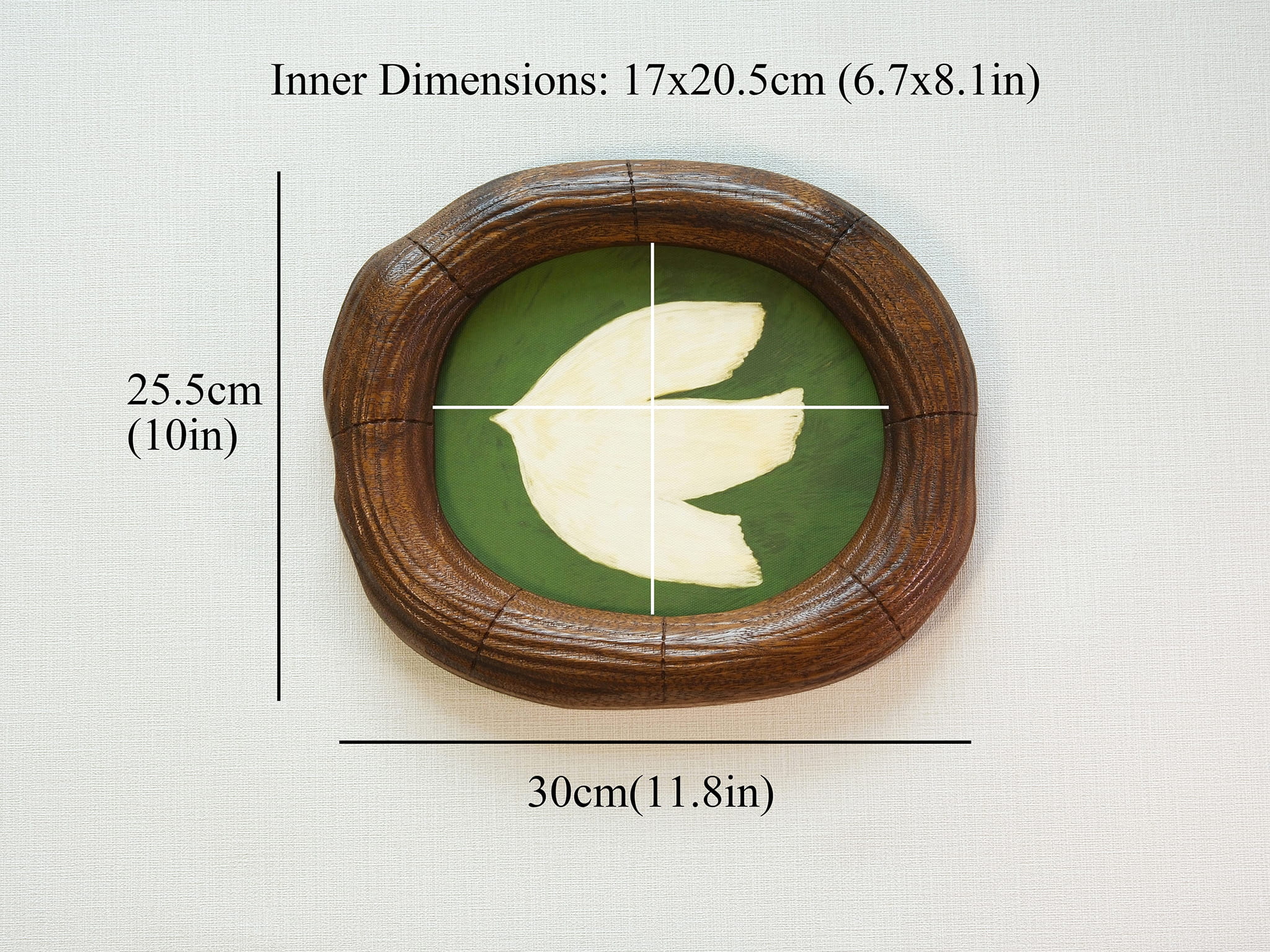 Large and Small Solid Walnut Wood Wall Hanging Picture Frame Set with Dove Artwork