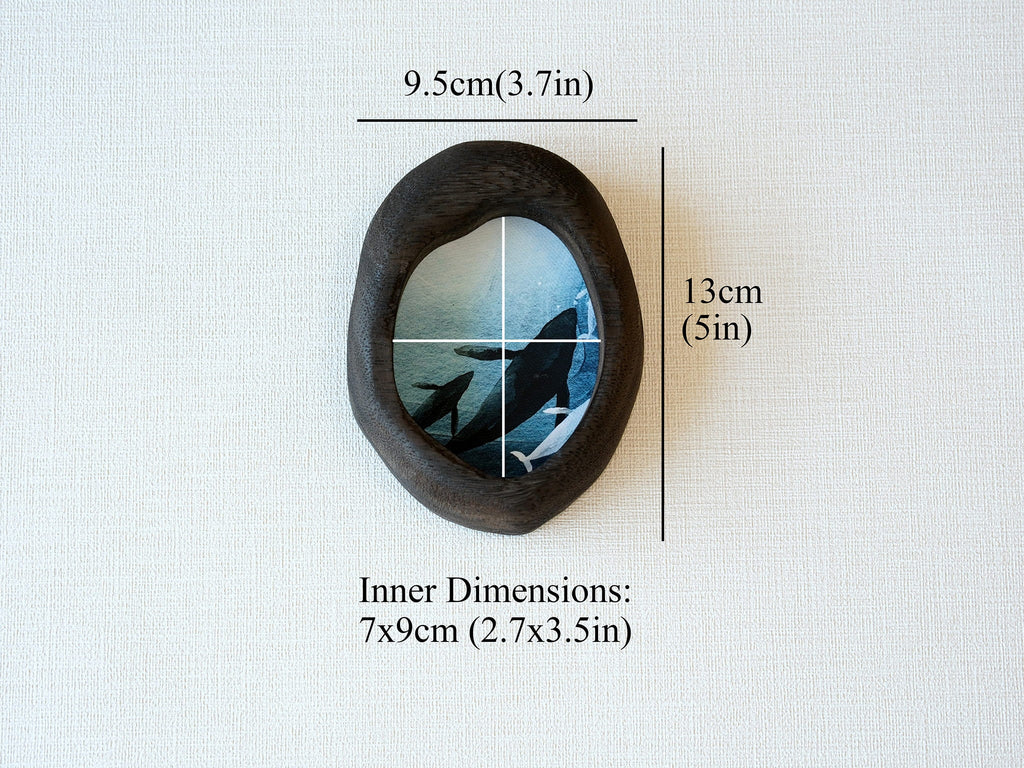black walnut wood wall art frame dimensions size guide whale artwork decorative frame