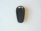Back view of the black arched frame, featuring an integrated metal wall hanger and three secure swivel tabs.