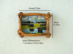 Front view of handmade wooden forest art frame desktop decor showing 14x10cm dimensions.