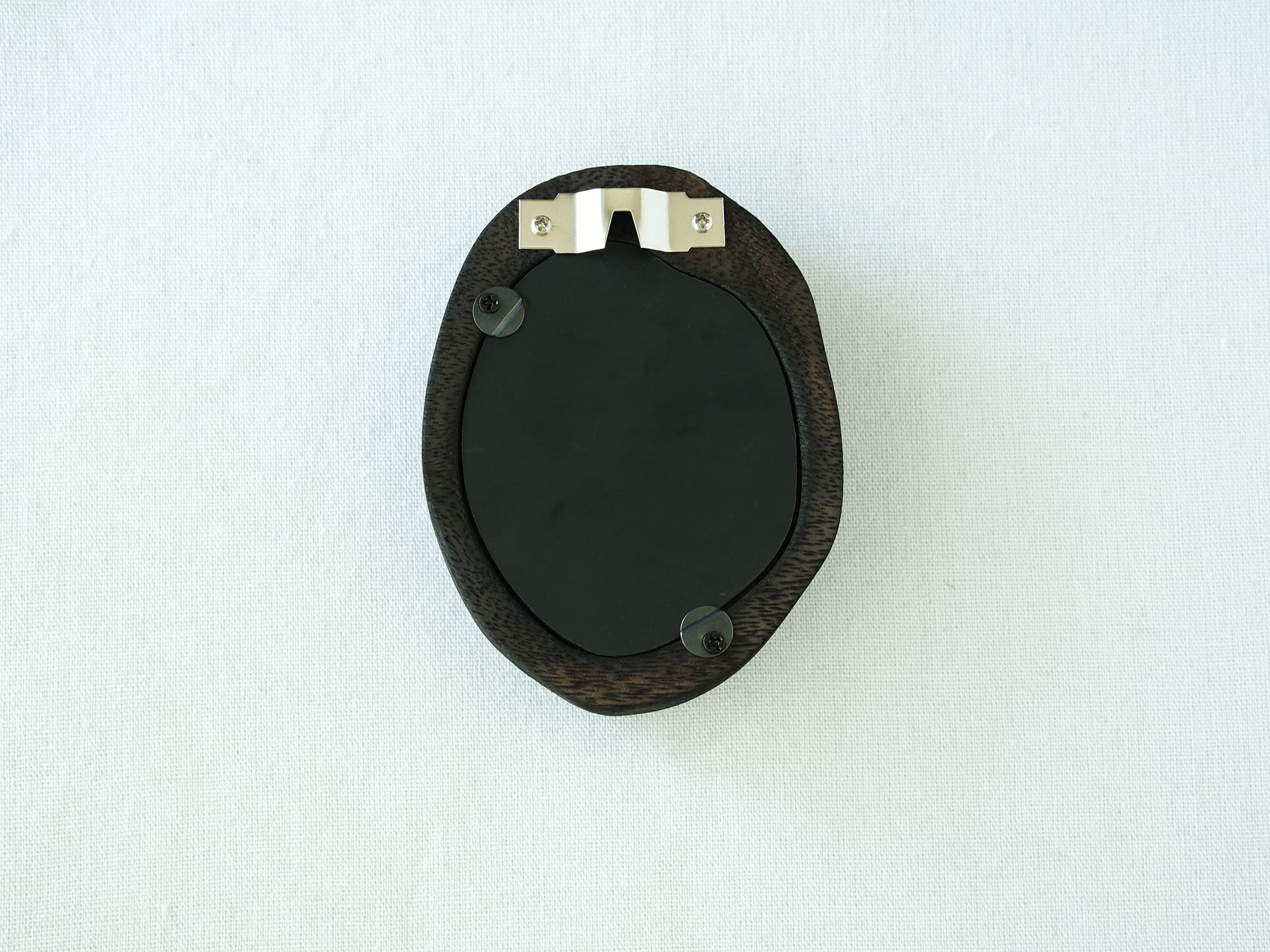 black walnut wood wall art frame back view with hanging hardware wall mount design