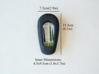 Dimensions for the black slim arch: 15.5x7.5cm outer size, with a 4.5x9.5cm inner window for vertical art.