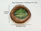 Large walnut wood picture frame size guide with 28.5 x 25.5 cm outer size and 14 x 18 cm inner size.