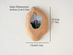 Handmade solid wood wall hanging art picture frame size guide with outer and inner dimensions.