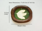 Large walnut wood picture frame size guide with 30 x 25.5 cm outer size and 17 x 20.5 cm inner size.