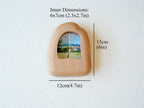 Dimensions for the house frame: 15x12cm outer size, with a 6x7cm inner window for charming miniature prints.