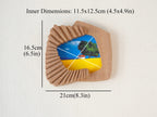 Size guide for accordion-inspired solid wood wall art picture frame with outer and inner artwork dimensions.