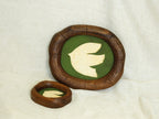 Large and Small Solid Walnut Wood Wall Hanging Picture Frame Set with Dove Artwork