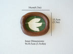 A dimension guide for the Fomjia wood frame showing an outer size of 13.5x16cm (5.3x6.3in) and inner dimensions of 9x10.5cm (3.5x4in)