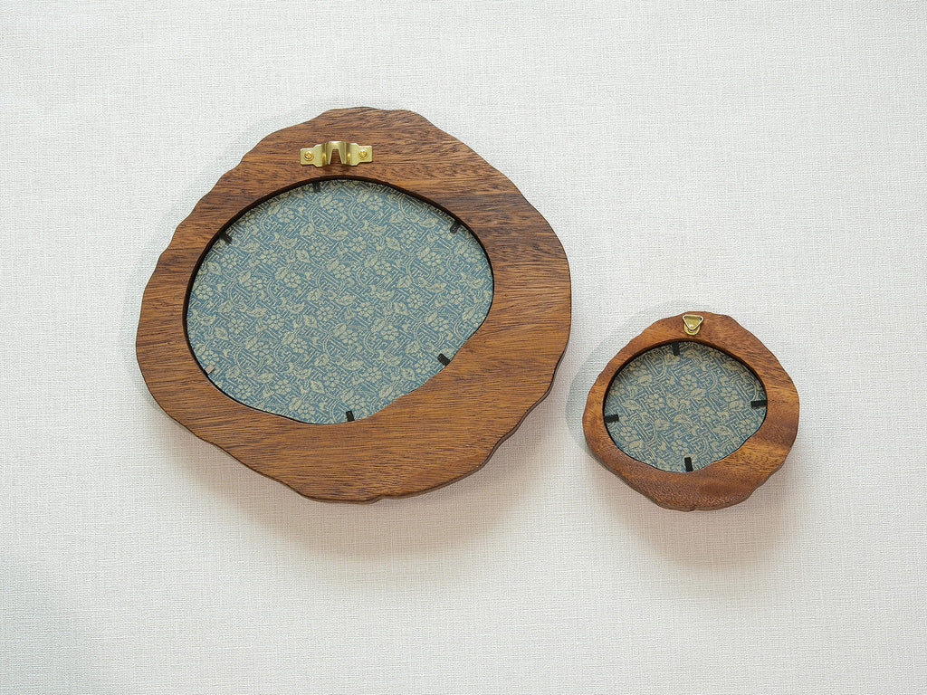 Large and Small Solid Walnut Wood Wall Hanging Picture Frame Set – Lake Shapes