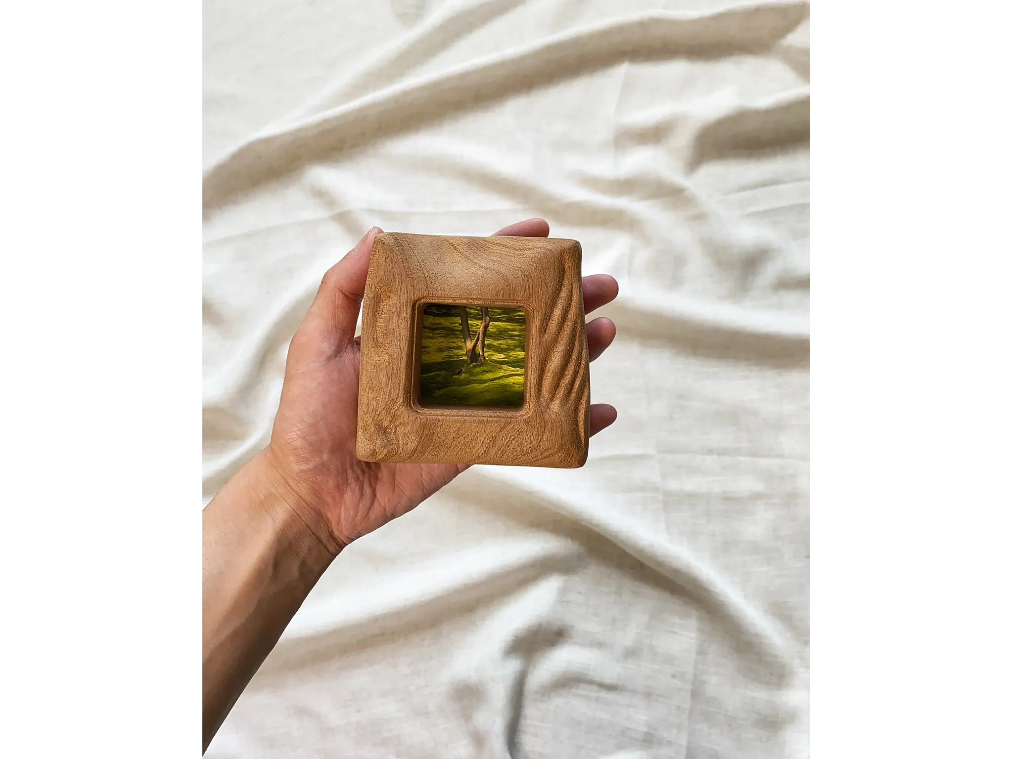Large and Small Solid Wood Wall Hanging Picture Frame Set with Forest Artwork