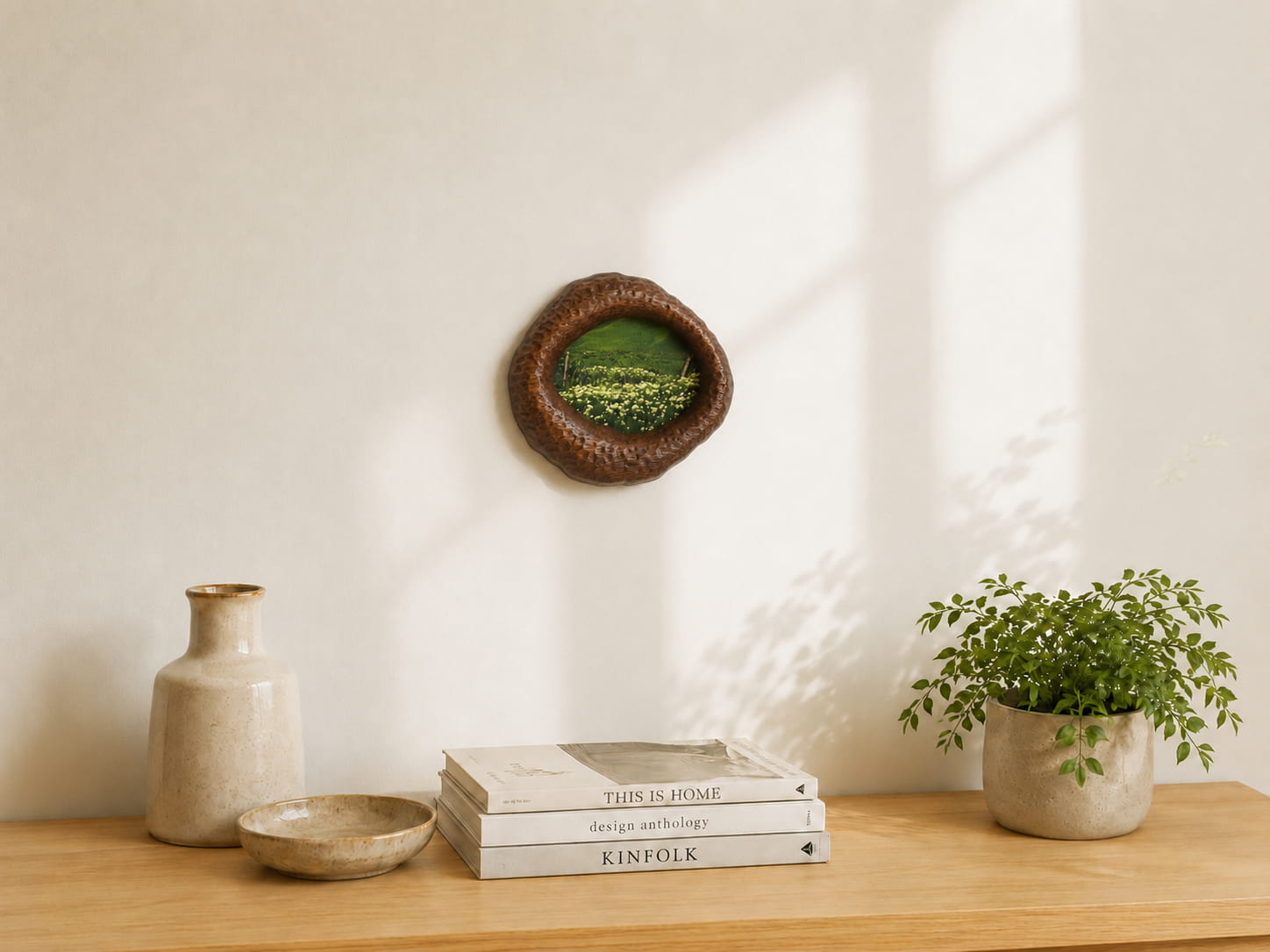 Large and Small Solid Walnut Wood Wall Hanging Picture Frame Set – Lake Shapes