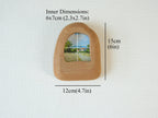 Dimensions for the house frame: 15x12cm outer size, with a 6x7cm inner window for charming miniature prints.